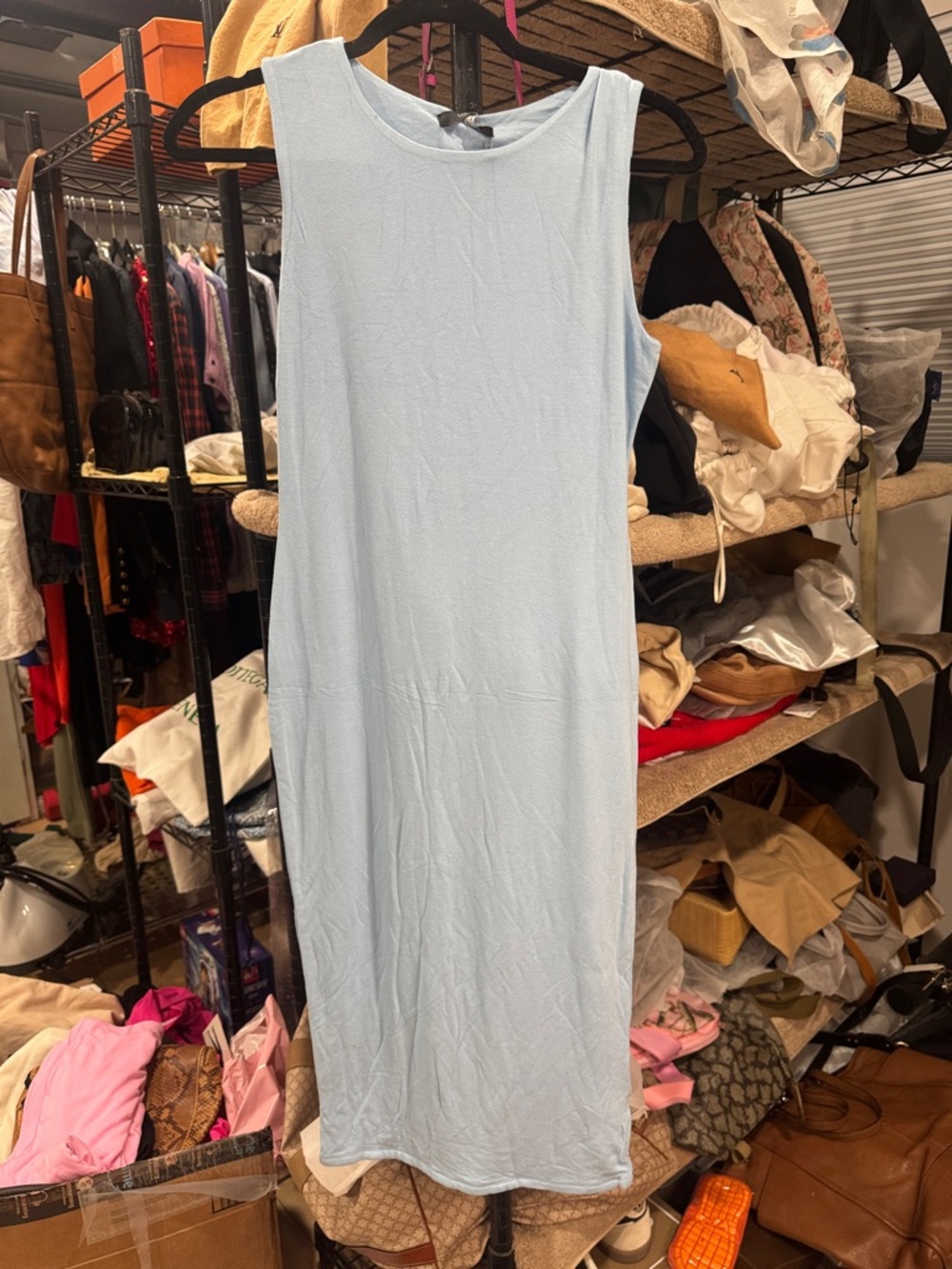 naked wardrobe Pale Blue Sleeveless Midi Tank Dress - maternity? - NEW W/O TAGS
